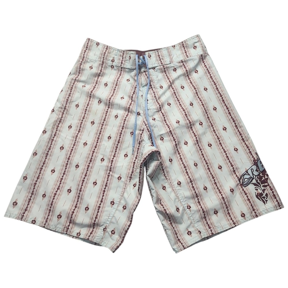 Reef Board Shorts Mens Large‎ Blue Brown Floral Hawaiian Swim Trunks Surf Beach